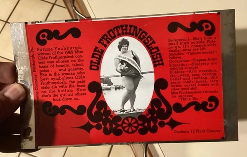 Vintage Old Frothingslosh Beer Metal Sign Unrolled Can 1970s Pittsburgh PA.