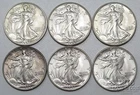 1941, 1942 x2, 1943 x3 Walking Liberty Half Dollars 50c (6pcs) BU 26354