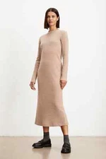 VELVET By Graham & Spencer Bray Brushed Ribbed Long Dress Pecan S $218 F7