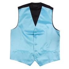 Men's Solid Turquoise Satin Tuxedo Vest Formals Weddings Proms Waistcoat