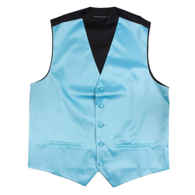 Men's Solid Turquoise Satin Tuxedo Vest Formals Weddings Proms Waistcoat 