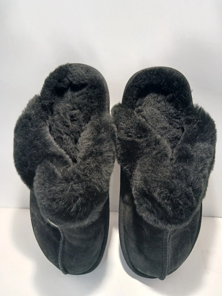 Zapatillas negras sin cordones Lamo para mujer talla 7 piel de oveja doble cara Foto 3 de 4