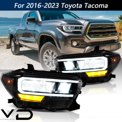 Set(2) For 16-23 Toyota Tacoma 3th Gen Full LED Headlights Reflection Bowl Clear