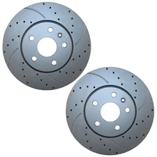 Bison Performance Pair Front Coat Drilled 321mm Brake Rotors for Chevy GMC Buick