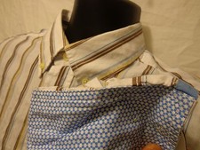 Banana Republic Flip Cuff Mens Dress Shirt 100 Cotton White Stripe Sz 16 16 1/2