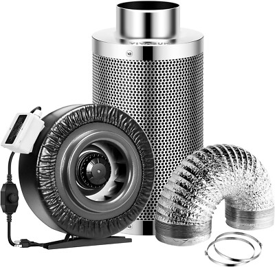 Air Filtration Kit 8'', Inline Fan Carbon Filter and Ducting Combo for Grow Tents