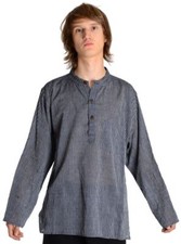 Fischerhemd dunkelblau weiß gestreift aus Baumwolle S bis XXXL Freizeithemd