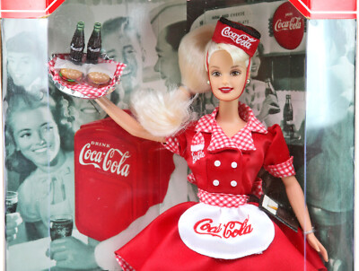 1998 Mattel Coca ~ Cola 1st in series BARBIE Car Hop Doll COKE