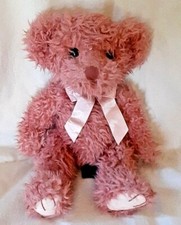 Russ Berrie Marmalade Pink Teddy Bear Plush Animal With Bow 9.5" Tall 8701