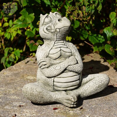 Frecher Drache Stein Statue | Mythische chinesische Outdoor Garten Ornament walisische Deko