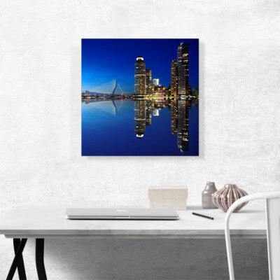 ARTCANVAS Rotterdam Netherlands Reflective Blue Skyline Square