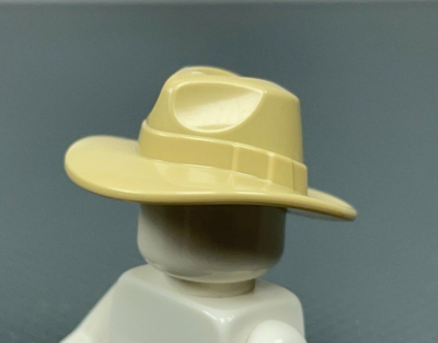 LEGO Tan Minifigure Fedora Hat Wide Brim Outback Style Headgear