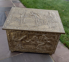Brass Coal Log Box / Kindling  Storage Chest Vintage