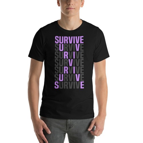 Testicular Cancer Awareness T-Shirt Survive Orchid Ribbon Support Unique Tee - Picture 3 of 8