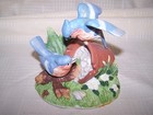 NEW VTG Porcelain Bird Figurine NIB Blue Jay Flower Pot Grass Flowers 4.5 x 4.75 — photo 4