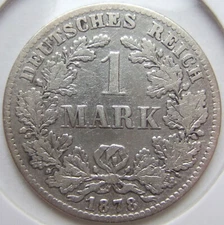 Coin German Reich Empire Silver 1 Mark 1878 C IN