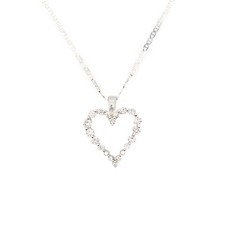 18K White Gold 0.78Ct Diamond Heart Shape Pendant And Necklace
