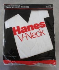  2 RARE Vintage 3-Pack Hanes V-Neck T Shirt Men Small 34-36 1988 NOS SEALED