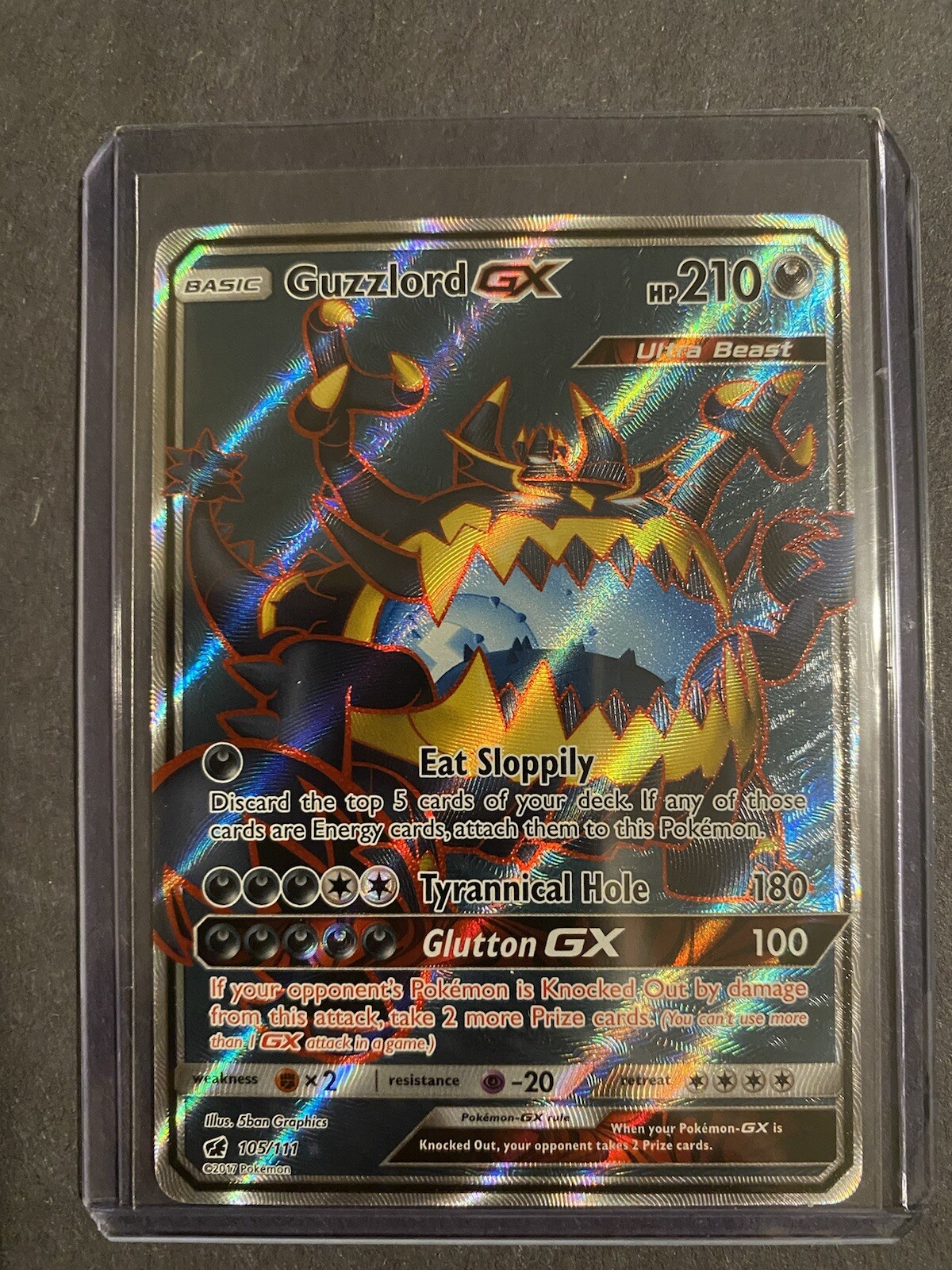 Guzzlord GX - 105/111 - Full Art Ultra Rare NM Sun & Moon Crimson Invasion