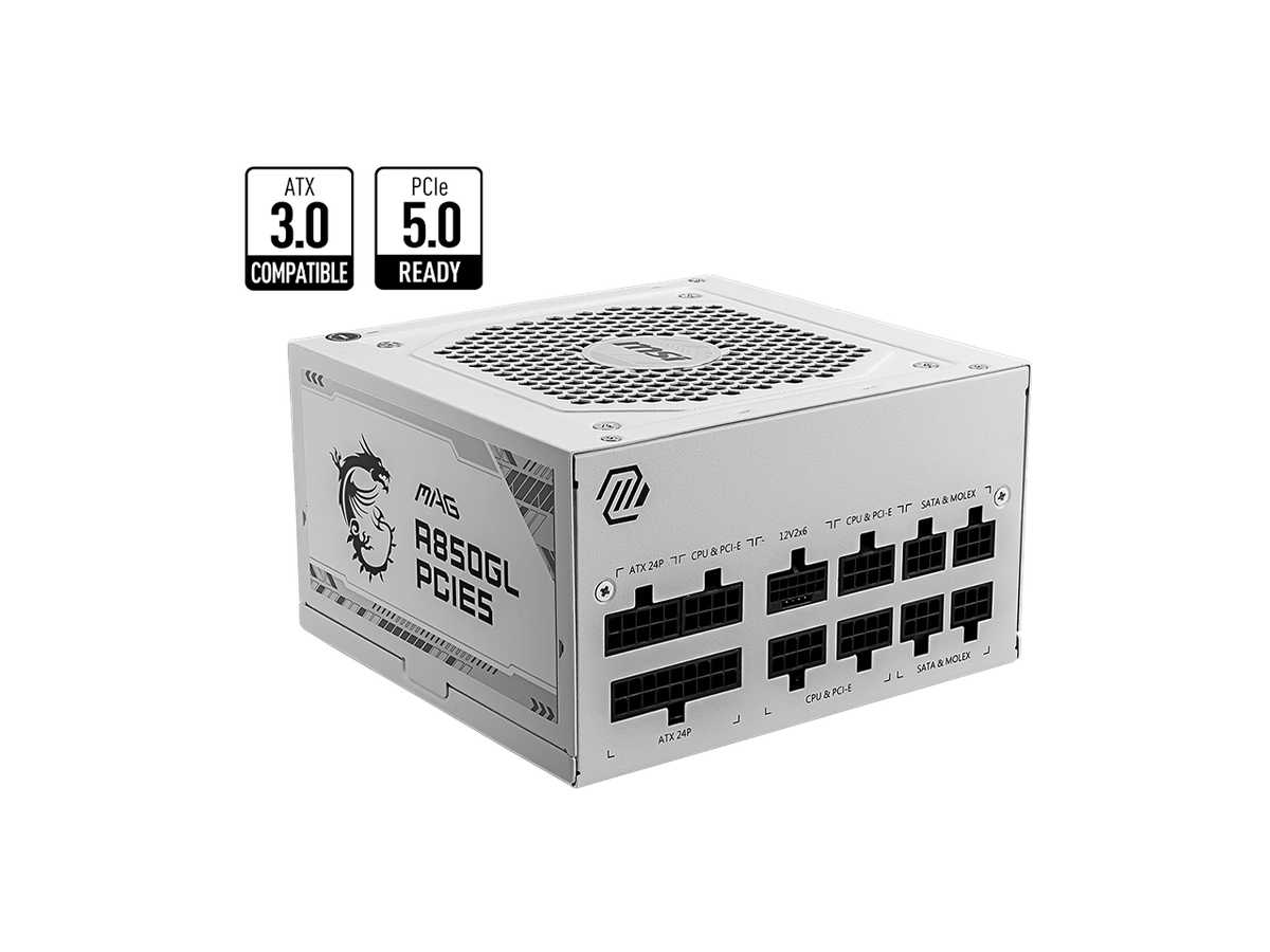 MAG A850GL PCIE5 WHITE　MSI MSI - MAG A850GL PCIE 5.0 WHITE, 80 GOLD Fully Modular Gaming PSU