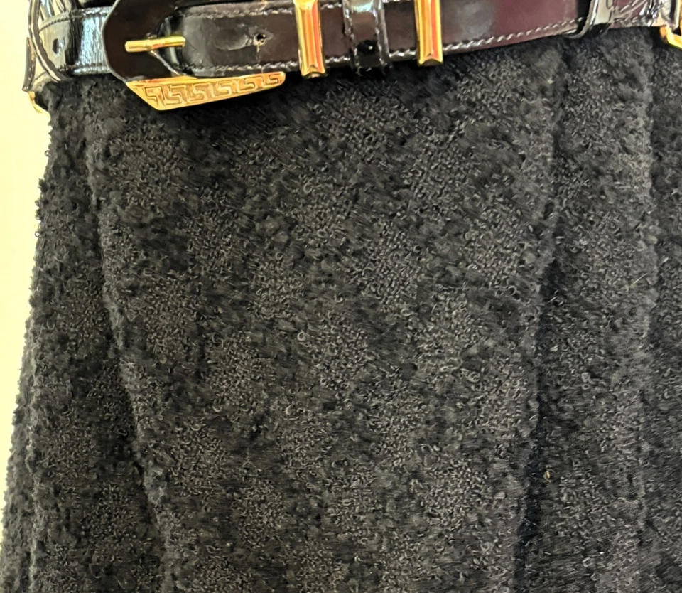 Vintage Gianni Versace Couture Fall 1994 Black PVC Boucle mini dress Sz 6 US - Image 4 of 4