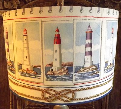 Shabby Chic Lampenschirm, Lampenschirm Leuchtturm nautisch am Meer kostenloses Geschenk 