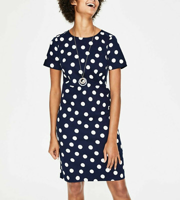 Boden Etuikleid Gr. 10 Reg Navy + Weiß Gepunktet W0217 B12 A