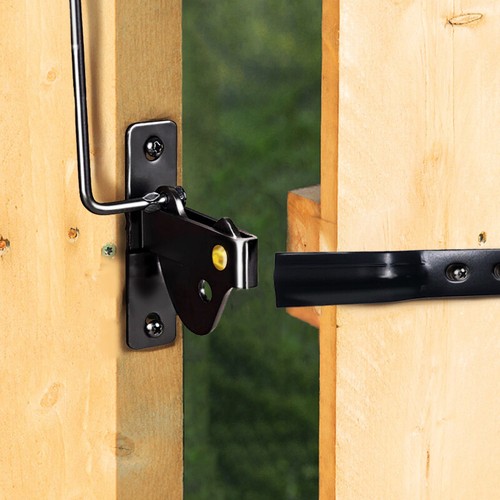 D Pattern Dual Opening Gate Latch Set Lock Fence Pool Garden Farm Black Finish - Picture 3 of 8