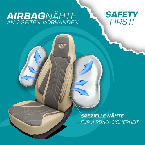 Fundas de asiento de cuero para autocaravana piloto adecuadas para Hartman 102 (gris-beige) - Imagen 9 de 12