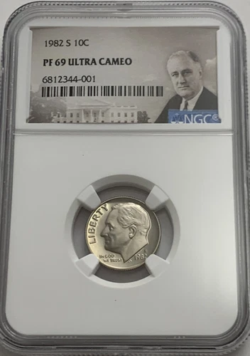 1982 S NGC PF69 ULTRA CAMEO CLAD PROOF ROOSEVELT DIME 10C PORTRAIT LABEL