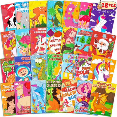 28PCS Coloring Books for Kids Party Favors: Ages 2-4 4-8 Easter,Summer End of th