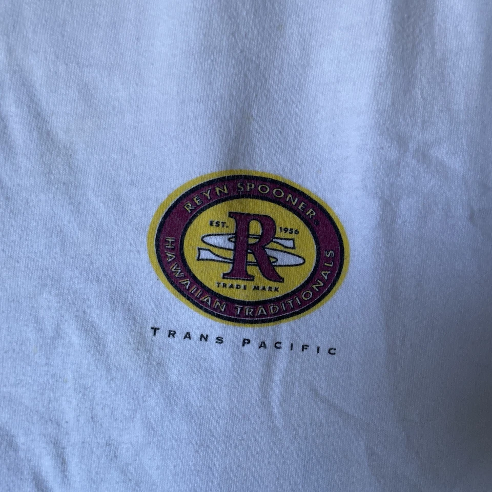 Camiseta Reyn Spooner Hombre Blanca Gráfica XL Algodón Vintage Años 90 Manga Corta Crew Foto 2 de 4