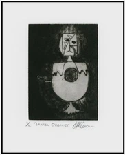 MUSIC PLAYER - BARREL ORGANIST Original Abstract Expressionist Mezzotint Signed
