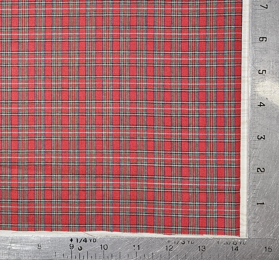 Tela Escocesa Tartán Poli Algodón 25 Peso Claro Rojo Azul POR YARDA Foto 2 de 2
