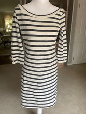 BANANA REPUBLIC Women's SIZE XS WHITE & BLUE STRIPE COTTON DRESS NAUTICAL~ EUC