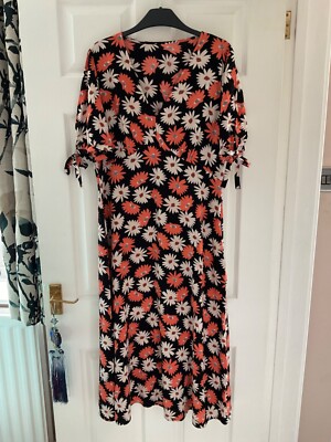 PRETTY FINERY ORANGE CREAM BLACK DITSY FLORAL