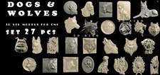 27 PCS 3D STL Model DOGS & WOLVES SET for CNC Router Aspire Engraver Carving