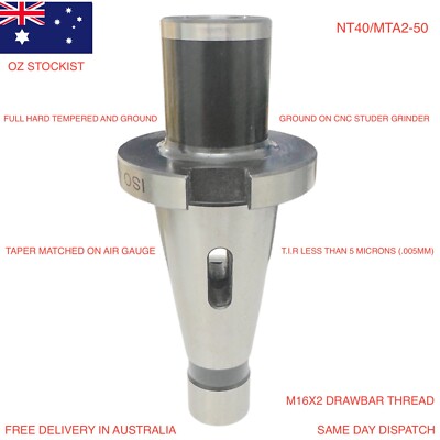 Precision NT40 OR ISO40  MT2 Adaptor With M16X2  Drawbar TIR LESS THAN 5 MICRONS