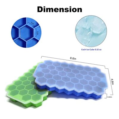 Ice Cube Trays for Freezer with Lid and 37 Grid Silicone Ice Cube Tray , 2-Pack