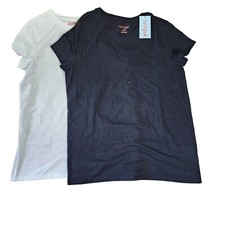 2 Girls Cat Jack White Black T Shirts Short Sleeve Crew Neck Size L 10/12