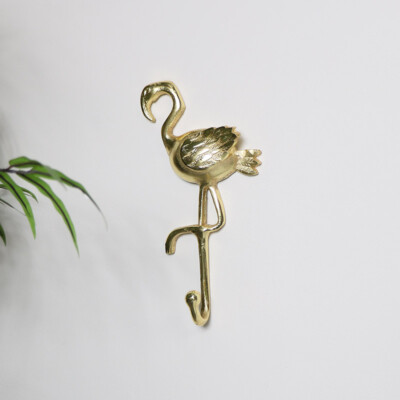 Gold metal flamingo wall mounted coat hook towel tropical bathroom hallway  decor UK