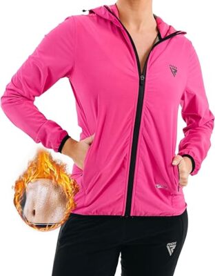 RDX Damen Saunaanzug, Ganzkörper Schweiß Wärmeanzug mit Kapuze, Fitnessstudio Trainingsjacke