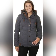 Naketano breakfast Club Quilted Hooded Button Down Puffer Coat Size Small