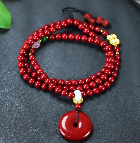 1pc Original Ore Cinnabar Bead Necklace Cinnabar Tower Chain For Men Women - Picture 4 of 6