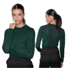 Other Stories Glittering Long Sleeve Green Top in Size 6