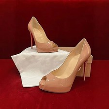 Womens Nude Patent Platform High Heels Peep Toe Stiletto Party Shoes 2025