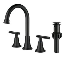 FORIOUS 2-Handle Widespread Bathroom Faucet with Pop Up Drain Matte Black