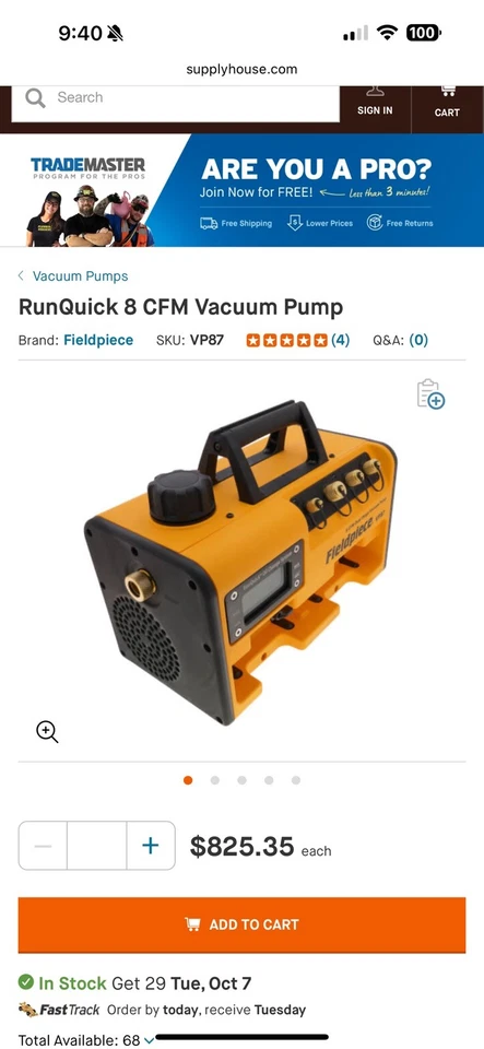 Bomba de vacío de doble etapa Field Piece VP87 8 CFM cambio rápido de aceite certificado A2L Foto 2 de 2