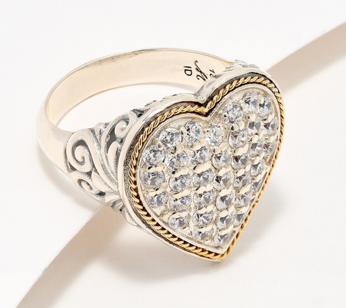 Artisan Crafted by Robert Manse Herzring mit weißer Zargenfassung, Größe 7