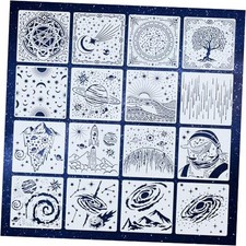 16 Pcs 6 Inch Art Stencils for Painting Reusable - Sun Moon Planets Universe